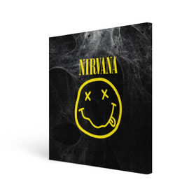 Холст квадратный с принтом Nirvana в Петрозаводске, 100% ПВХ |  | cobain | curt | nirvana | rock | smile | кобейн | курт | рок | смайл