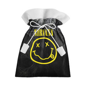 Подарочный 3D мешок с принтом Nirvana в Петрозаводске, 100% полиэстер | Размер: 29*39 см | Тематика изображения на принте: cobain | curt | nirvana | rock | smile | кобейн | курт | рок | смайл