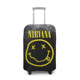 Чехол для чемодана 3D с принтом Nirvana в Петрозаводске, 86% полиэфир, 14% спандекс | двустороннее нанесение принта, прорези для ручек и колес | Тематика изображения на принте: cobain | curt | nirvana | rock | smile | кобейн | курт | рок | смайл