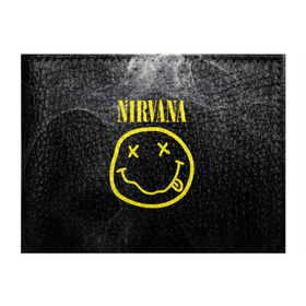 Обложка для студенческого билета с принтом Nirvana в Петрозаводске, натуральная кожа | Размер: 11*8 см; Печать на всей внешней стороне | Тематика изображения на принте: cobain | curt | nirvana | rock | smile | кобейн | курт | рок | смайл