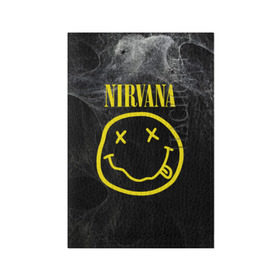 Обложка для паспорта матовая кожа с принтом Nirvana в Петрозаводске, натуральная матовая кожа | размер 19,3 х 13,7 см; прозрачные пластиковые крепления | cobain | curt | nirvana | rock | smile | кобейн | курт | рок | смайл