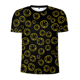 Мужская футболка 3D спортивная с принтом Nirvana в Петрозаводске, 100% полиэстер с улучшенными характеристиками | приталенный силуэт, круглая горловина, широкие плечи, сужается к линии бедра | Тематика изображения на принте: cobain | curt | nirvana | rock | smile | кобейн | курт | рок | смайл