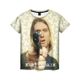 Женская футболка 3D с принтом Nirvana в Петрозаводске, 100% полиэфир ( синтетическое хлопкоподобное полотно) | прямой крой, круглый вырез горловины, длина до линии бедер | cobain | curt | nirvana | rock | кобейн | курт | рок