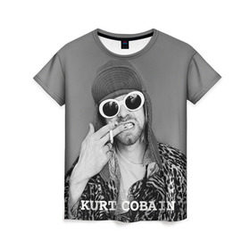 Женская футболка 3D с принтом Nirvana в Петрозаводске, 100% полиэфир ( синтетическое хлопкоподобное полотно) | прямой крой, круглый вырез горловины, длина до линии бедер | cobain | curt | nirvana | rock | кобейн | курт | рок