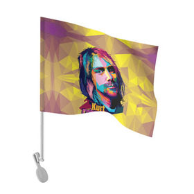 Флаг для автомобиля с принтом Nirvana в Петрозаводске, 100% полиэстер | Размер: 30*21 см | cobain | curt | nirvana | rock | абстракт | кобейн | курт | рок