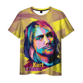 Мужская футболка 3D с принтом Nirvana в Петрозаводске, 100% полиэфир | прямой крой, круглый вырез горловины, длина до линии бедер | cobain | curt | nirvana | rock | абстракт | кобейн | курт | рок