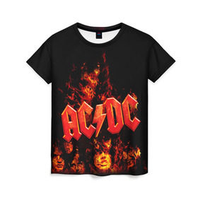 Женская футболка 3D с принтом AC/DC в Петрозаводске, 100% полиэфир ( синтетическое хлопкоподобное полотно) | прямой крой, круглый вырез горловины, длина до линии бедер | ac dc | acdc | rock | рок | эйсидиси