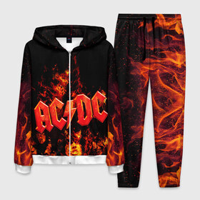 Мужской костюм 3D с принтом AC/DC в Петрозаводске, 100% полиэстер | Манжеты и пояс оформлены тканевой резинкой, двухслойный капюшон со шнурком для регулировки, карманы спереди | ac dc | acdc | rock | рок | эйсидиси