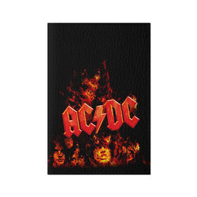 Обложка для паспорта матовая кожа с принтом AC/DC в Петрозаводске, натуральная матовая кожа | размер 19,3 х 13,7 см; прозрачные пластиковые крепления | ac dc | acdc | rock | рок | эйсидиси