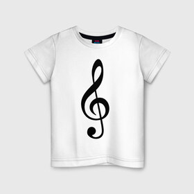 Детская футболка хлопок с принтом Скрипичный ключ в Петрозаводске, 100% хлопок | круглый вырез горловины, полуприлегающий силуэт, длина до линии бедер | Тематика изображения на принте: 