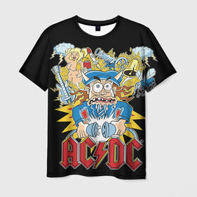 Мужская футболка 3D с принтом AC/DC в Петрозаводске, 100% полиэфир | прямой крой, круглый вырез горловины, длина до линии бедер | ac dc | acdc | rock | рок | эйсидиси