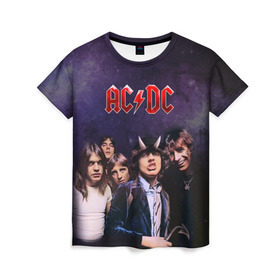 Женская футболка 3D с принтом AC/DC в Петрозаводске, 100% полиэфир ( синтетическое хлопкоподобное полотно) | прямой крой, круглый вырез горловины, длина до линии бедер | ac dc | acdc | hell | highway | rock | to | рок | эйсидиси