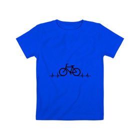 Детская футболка хлопок с принтом Велоспорт в Петрозаводске, 100% хлопок | круглый вырез горловины, полуприлегающий силуэт, длина до линии бедер | bicycle | bike | biker | байк | велик | велосипед | велосипедист | велоспорт | кардиограмма | спорт
