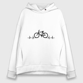 Женское худи Oversize хлопок с принтом Велоспорт в Петрозаводске, френч-терри — 70% хлопок, 30% полиэстер. Мягкий теплый начес внутри —100% хлопок | боковые карманы, эластичные манжеты и нижняя кромка, капюшон на магнитной кнопке | bicycle | bike | biker | байк | велик | велосипед | велосипедист | велоспорт | кардиограмма | спорт