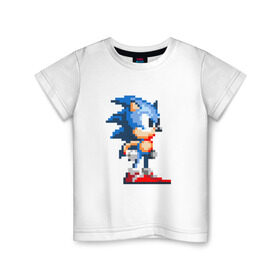 Детская футболка хлопок с принтом Sonic в Петрозаводске, 100% хлопок | круглый вырез горловины, полуприлегающий силуэт, длина до линии бедер | nintendo | sonic | нинтендо | соник