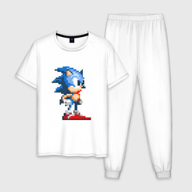 Мужская пижама хлопок с принтом Sonic в Петрозаводске, 100% хлопок | брюки и футболка прямого кроя, без карманов, на брюках мягкая резинка на поясе и по низу штанин
 | nintendo | sonic | нинтендо | соник