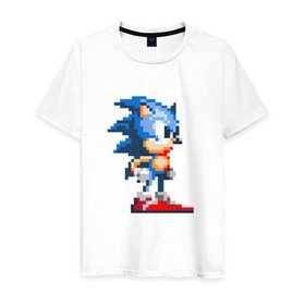 Мужская футболка хлопок с принтом Sonic в Петрозаводске, 100% хлопок | прямой крой, круглый вырез горловины, длина до линии бедер, слегка спущенное плечо. | nintendo | sonic | нинтендо | соник