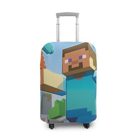Чехол для чемодана 3D с принтом Майнкрафт в Петрозаводске, 86% полиэфир, 14% спандекс | двустороннее нанесение принта, прорези для ручек и колес | game | minecraft | pixel | майнкрафт | овцы