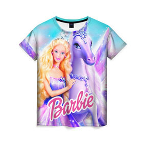 Женская футболка 3D с принтом Barbie в Петрозаводске, 100% полиэфир ( синтетическое хлопкоподобное полотно) | прямой крой, круглый вырез горловины, длина до линии бедер | barbie | барби | кукла
