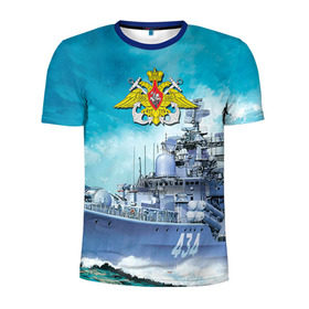 Мужская футболка 3D спортивная с принтом ВМФ в Петрозаводске, 100% полиэстер с улучшенными характеристиками | приталенный силуэт, круглая горловина, широкие плечи, сужается к линии бедра | вмф | корабль | морской флот | россия | рф | силовые структуры