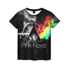 Женская футболка 3D с принтом Pink Floyd в Петрозаводске, 100% полиэфир ( синтетическое хлопкоподобное полотно) | прямой крой, круглый вырез горловины, длина до линии бедер | pink floyd | rock | рок