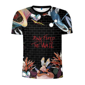 Мужская футболка 3D спортивная с принтом Pink Floyd в Петрозаводске, 100% полиэстер с улучшенными характеристиками | приталенный силуэт, круглая горловина, широкие плечи, сужается к линии бедра | Тематика изображения на принте: pink floyd | rock | wall | рок