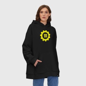 Худи SuperOversize хлопок с принтом Vault 111 в Петрозаводске, 70% хлопок, 30% полиэстер, мягкий начес внутри | карман-кенгуру, эластичная резинка на манжетах и по нижней кромке, двухслойный капюшон
 | vault 111 fallout 4 фаллаут