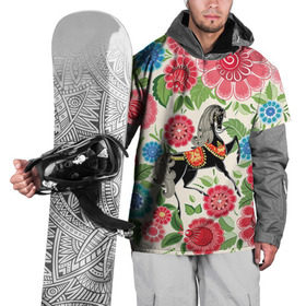 Накидка на куртку 3D с принтом Роспись в Петрозаводске, 100% полиэстер |  | Тематика изображения на принте: конь | лошадь | узор | цветы