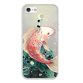 Чехол для iPhone 5/5S матовый с принтом Рыба в Петрозаводске, Силикон | Область печати: задняя сторона чехла, без боковых панелей | волны | искусство | мальчик | рыба