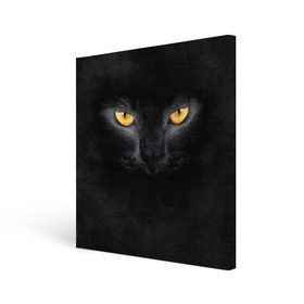 Холст квадратный с принтом Черная кошка в Петрозаводске, 100% ПВХ |  | глаза | киса | кот | котик | кошка | черная кошка