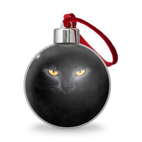 Ёлочный шар с принтом Черная кошка в Петрозаводске, Пластик | Диаметр: 77 мм | Тематика изображения на принте: глаза | киса | кот | котик | кошка | черная кошка