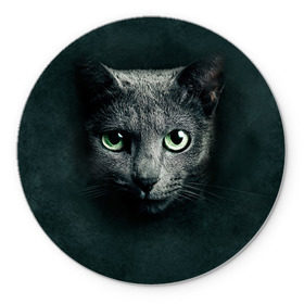 Коврик круглый с принтом Серый кот в Петрозаводске, резина и полиэстер | круглая форма, изображение наносится на всю лицевую часть | Тематика изображения на принте: киса | кот | котик | кошка | серый кот
