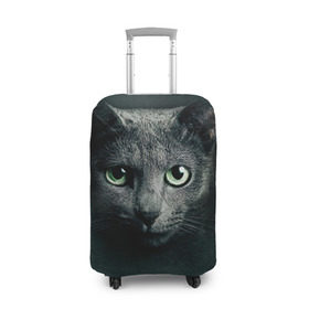 Чехол для чемодана 3D с принтом Серый кот в Петрозаводске, 86% полиэфир, 14% спандекс | двустороннее нанесение принта, прорези для ручек и колес | киса | кот | котик | кошка | серый кот