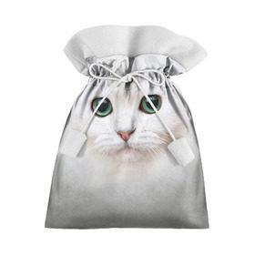 Подарочный 3D мешок с принтом Белый котик в Петрозаводске, 100% полиэстер | Размер: 29*39 см | белая кошка | киса | кот | котик | кошка