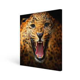 Холст квадратный с принтом Леопард в Петрозаводске, 100% ПВХ |  | Тематика изображения на принте: киса | кошка | леопард | хищник