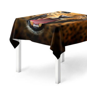 Скатерть 3D с принтом Леопард в Петрозаводске, 100% полиэстер (ткань не мнется и не растягивается) | Размер: 150*150 см | Тематика изображения на принте: киса | кошка | леопард | хищник