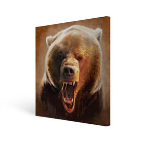 Холст квадратный с принтом Медведь в Петрозаводске, 100% ПВХ |  | медведь | мишка