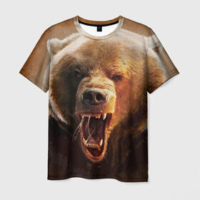 Мужская футболка 3D с принтом Медведь в Петрозаводске, 100% полиэфир | прямой крой, круглый вырез горловины, длина до линии бедер | медведь | мишка