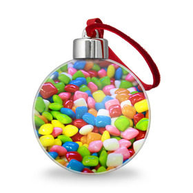 Ёлочный шар с принтом Конфетки в Петрозаводске, Пластик | Диаметр: 77 мм | вкусности | конфеты | мармелад | сладости