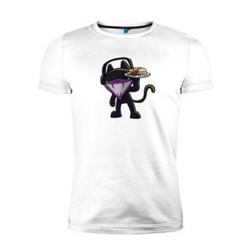 Мужская футболка премиум с принтом Monstercat в Петрозаводске, 92% хлопок, 8% лайкра | приталенный силуэт, круглый вырез ворота, длина до линии бедра, короткий рукав | cat | monenstercrat | monster | дабстеп | кот | музыка | электронная музыка