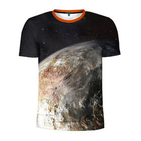 Мужская футболка 3D спортивная с принтом Плутон в Петрозаводске, 100% полиэстер с улучшенными характеристиками | приталенный силуэт, круглая горловина, широкие плечи, сужается к линии бедра | Тематика изображения на принте: космос | планета | плутон