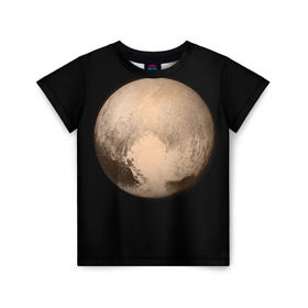 Детская футболка 3D с принтом Плутон в Петрозаводске, 100% гипоаллергенный полиэфир | прямой крой, круглый вырез горловины, длина до линии бедер, чуть спущенное плечо, ткань немного тянется | космос | планета | плутон