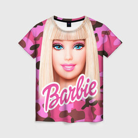 Женская футболка 3D с принтом Барби в Петрозаводске, 100% полиэфир ( синтетическое хлопкоподобное полотно) | прямой крой, круглый вырез горловины, длина до линии бедер | swag | барки | девушкам | камуфляж | свэг