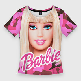 Женская футболка 3D Slim с принтом Барби в Петрозаводске,  |  | swag | барки | девушкам | камуфляж | свэг