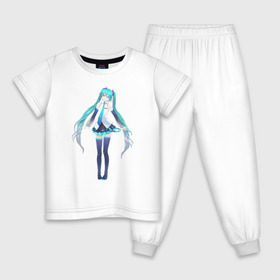 Детская пижама хлопок с принтом Hatsune Miku в Петрозаводске, 100% хлопок |  брюки и футболка прямого кроя, без карманов, на брюках мягкая резинка на поясе и по низу штанин
 | Тематика изображения на принте: anime | hatsune | miku | аниме | мику | хатсуне