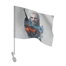 Флаг для автомобиля с принтом Witcher в Петрозаводске, 100% полиэстер | Размер: 30*21 см | ведьмак