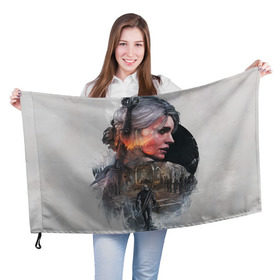 Флаг 3D с принтом Девушки Ведьмака в Петрозаводске, 100% полиэстер | плотность ткани — 95 г/м2, размер — 67 х 109 см. Принт наносится с одной стороны | ведьмак