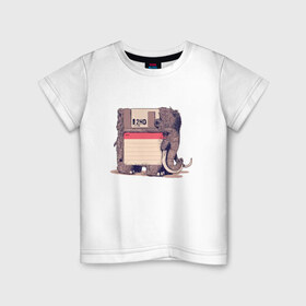 Детская футболка хлопок с принтом Вымершие виды в Петрозаводске, 100% хлопок | круглый вырез горловины, полуприлегающий силуэт, длина до линии бедер | Тематика изображения на принте: слон