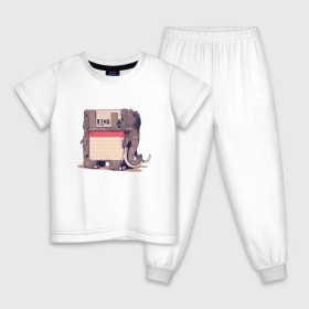 Детская пижама хлопок с принтом Вымершие виды в Петрозаводске, 100% хлопок |  брюки и футболка прямого кроя, без карманов, на брюках мягкая резинка на поясе и по низу штанин
 | слон