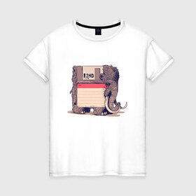 Женская футболка хлопок с принтом Вымершие виды в Петрозаводске, 100% хлопок | прямой крой, круглый вырез горловины, длина до линии бедер, слегка спущенное плечо | слон